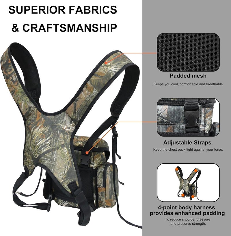 MDSTOP Binocular Harness Chest Pack, Bino Case with Rangefinder Pouch, Bino Harness, Binocular Chest Pack, Bino Bag for Bird Watching,Hunting,Hiking,Shooting (Pine Needle Camo) - Image 5